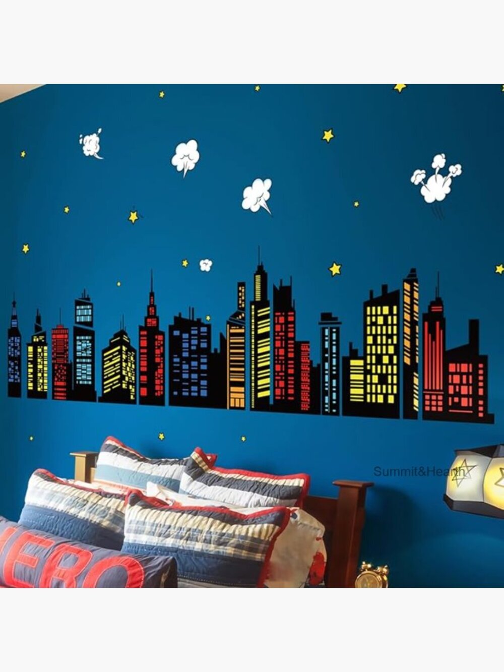 Vinyl Wall Decals City Skyline Nursery Decor 8 Sheets Removable Waterproof